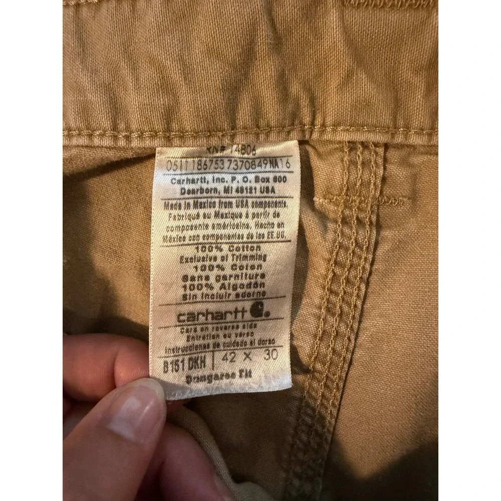 Carhartt B151 DKH Dungaree Fit Canvas Carpenter Work Pants Khaki Tan 42x30 Mens